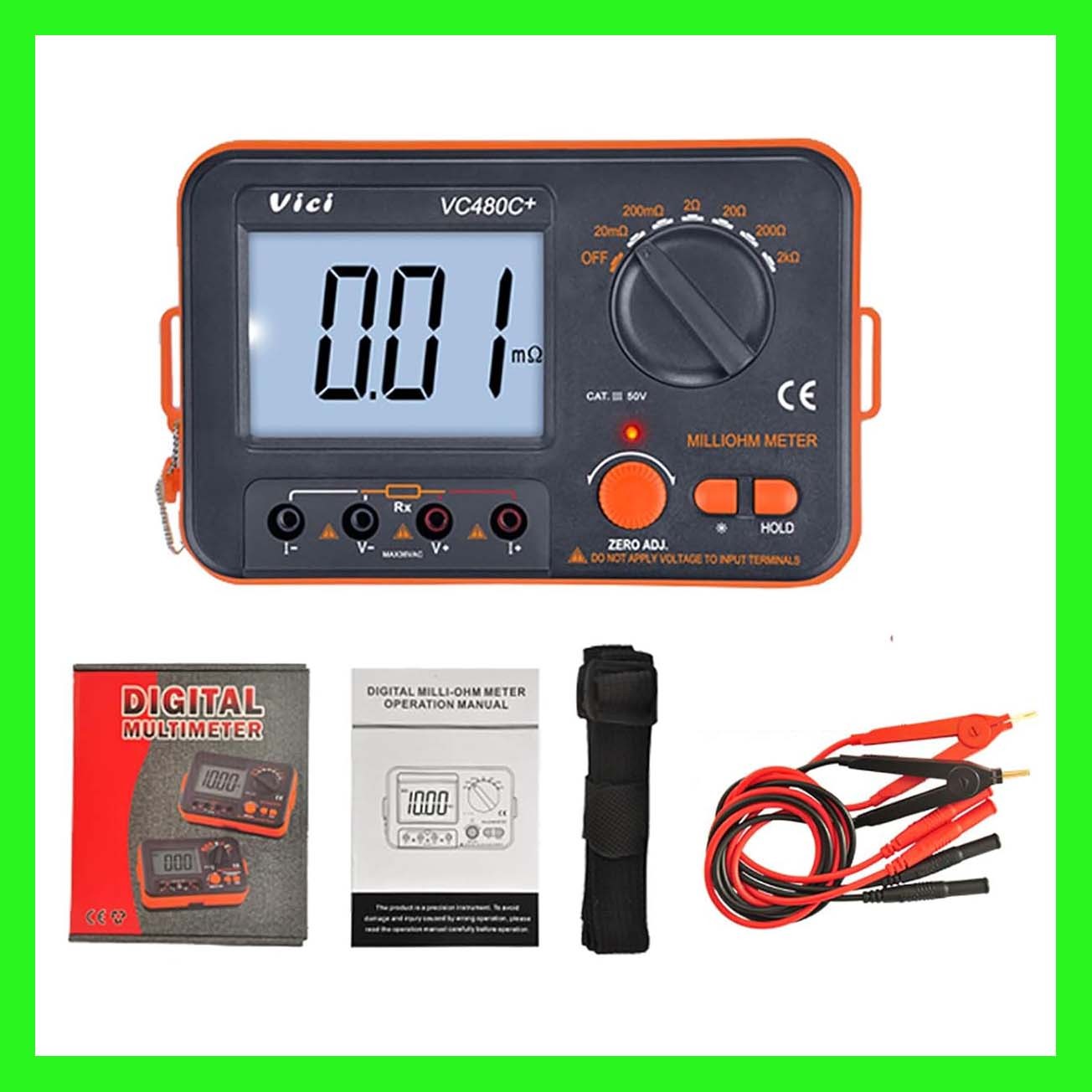 VICI VC480C+ 3 1/2 4 Wire Digital Milliohm Meter Multimeter Tester Backlight