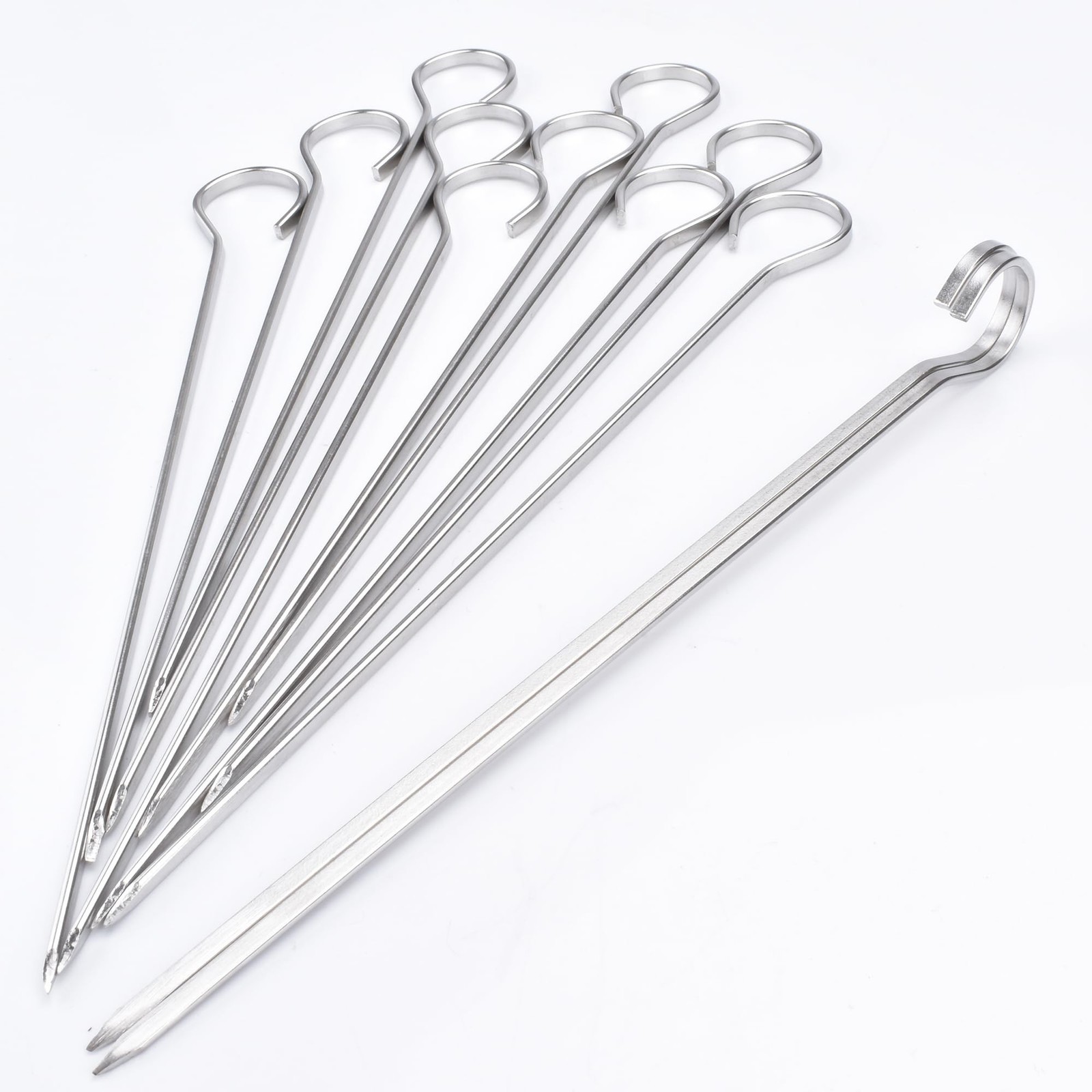 8 inch Flat Stainless Short Barbecue,BBQ Skewers, Kebab Kabob Grill Skewers 1...