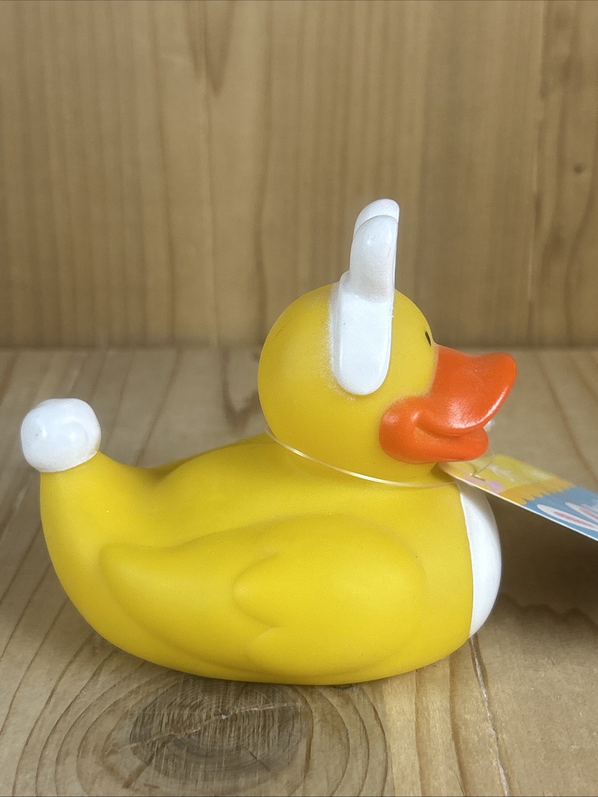 Easter Bunny Rubber Ducky Plastic Bath Toy White Ears Tail 3.5” NEW