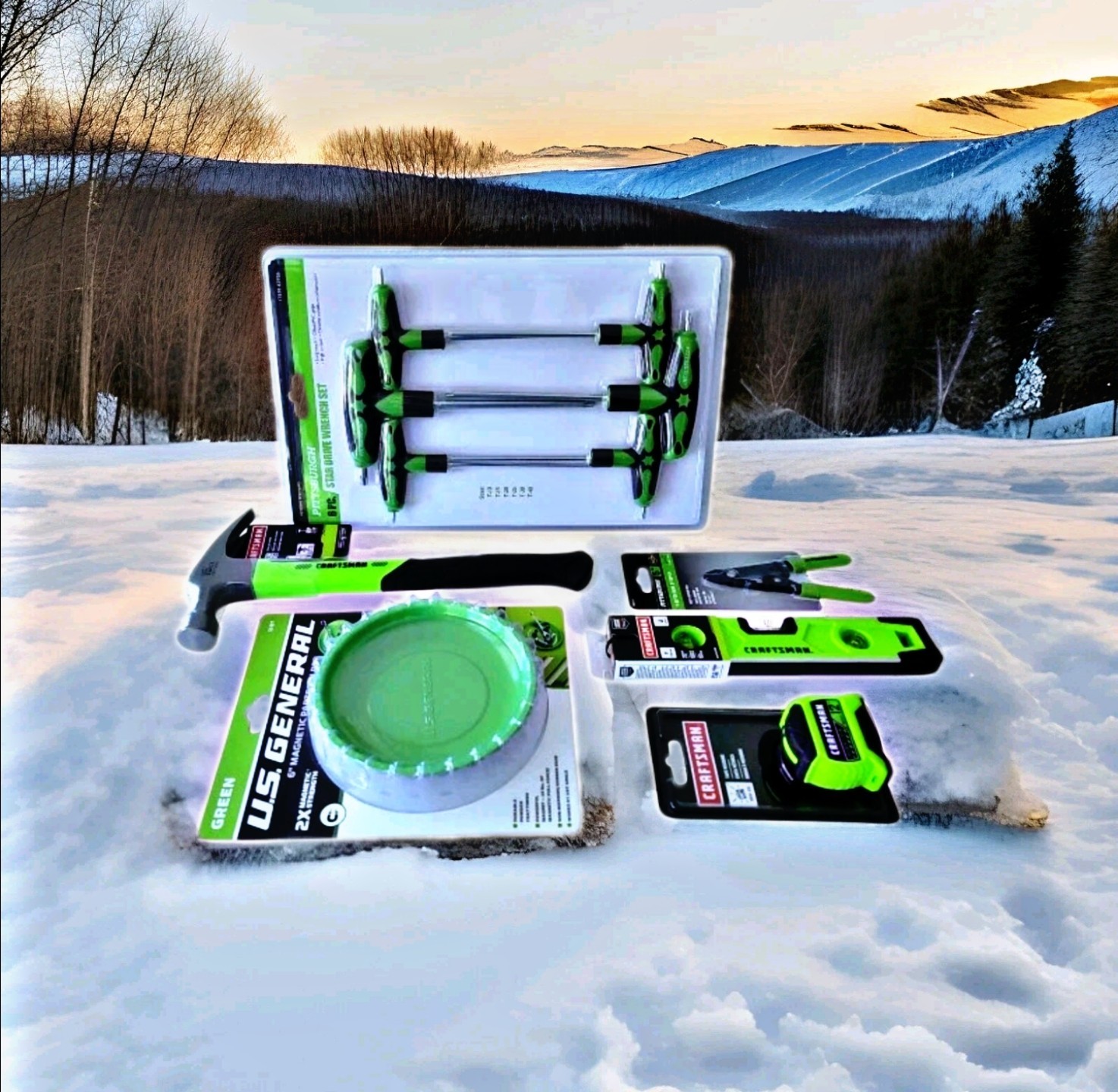 Combo hand tools green. 6 Units