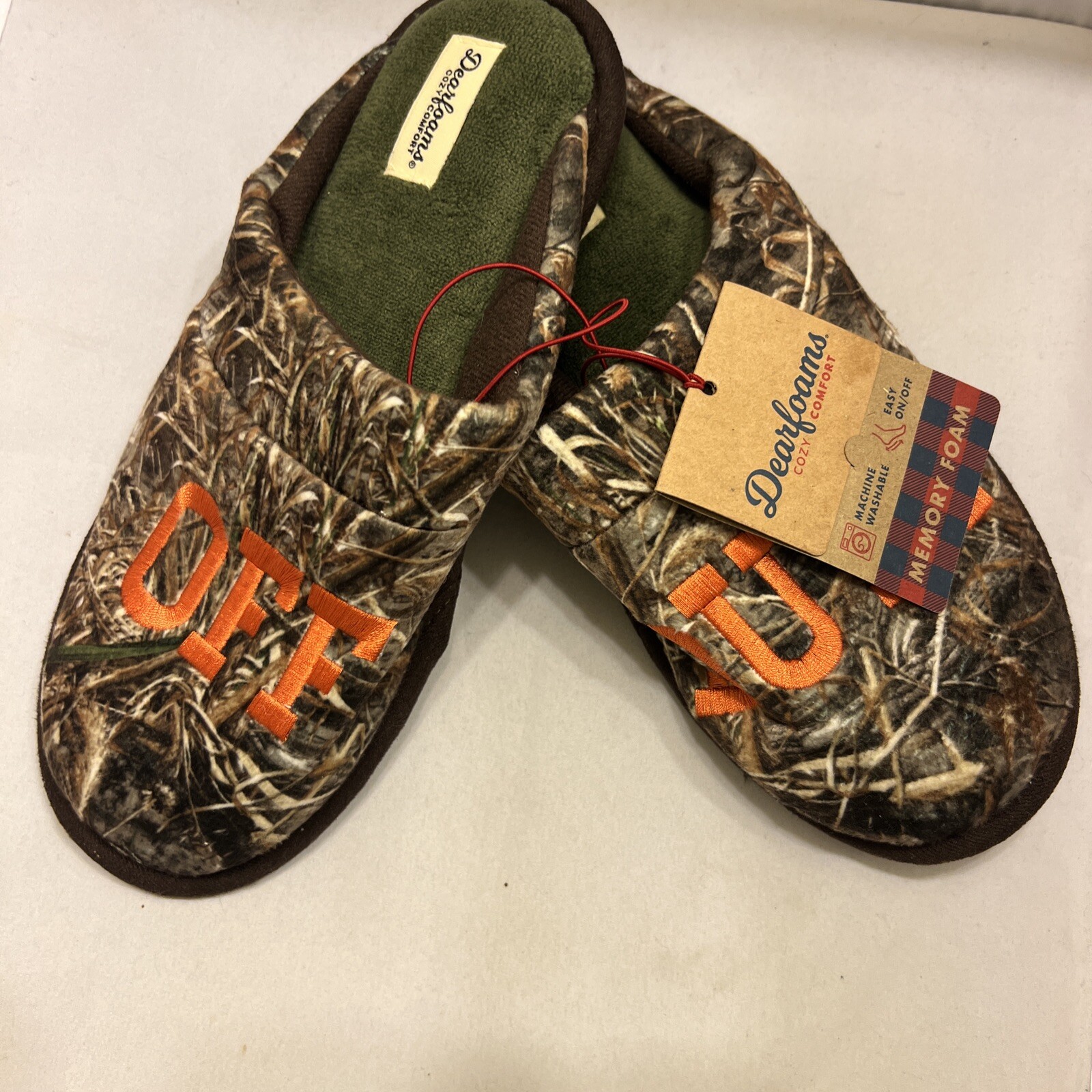 Dearfoam Camo Slippers Men Size 7/8 Memory Foam