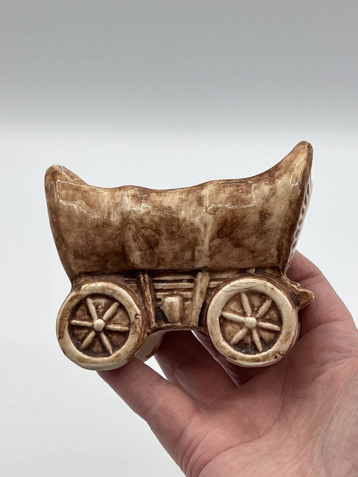 Vintage Miniature Conestoga Wagon Pottery Planter