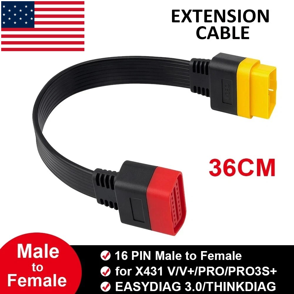 OBD2 Extension Cable 16 Pin Male to Female for LAUNCH AIOBD Connector 36CM