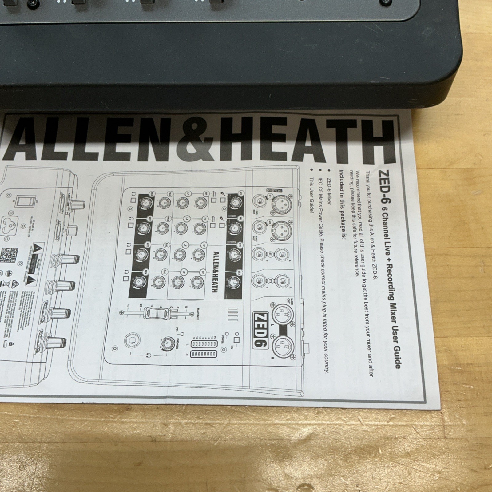 Allen & Heath ZED-6 Analog Mixer w/ Power Cable