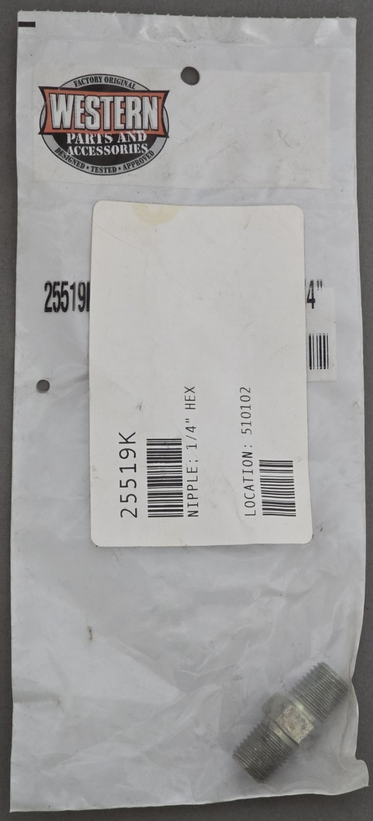 Western Plow Part # 25519K - 1/4 in. Hex Nipple Attachment Brand New Free Ship