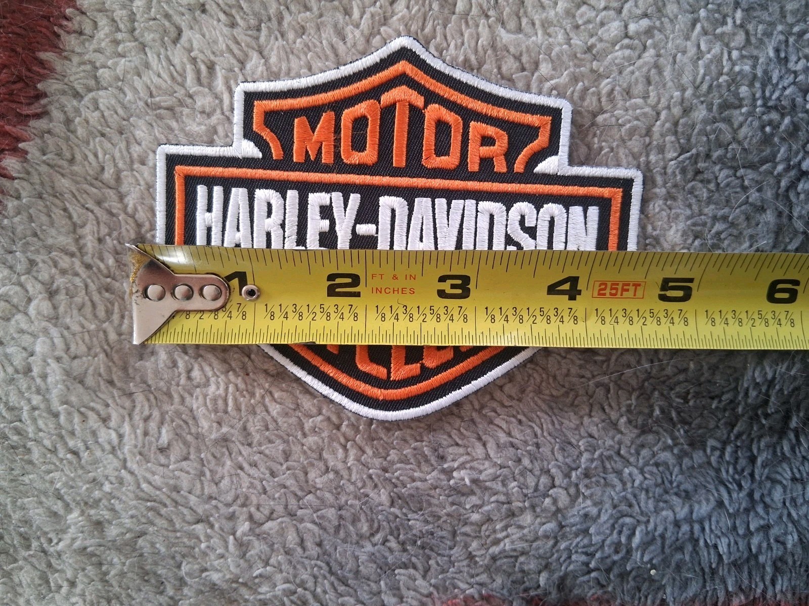 Harley Davidson Classic Black - Orange Patch BAR & SHIELD - NEW. 4.5”x 5.5”