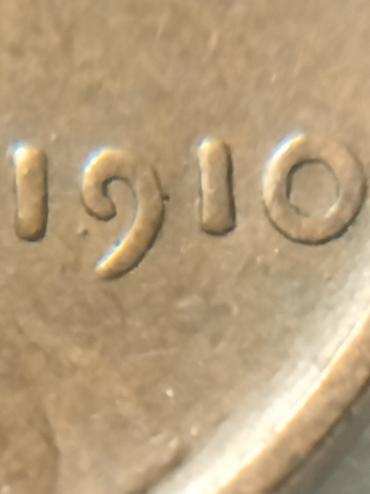 1910 P Lincoln Wheat Cent Struck Thru Grease