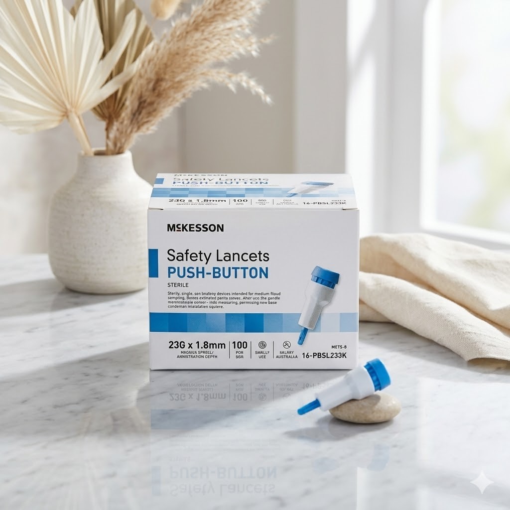 McKesson Safety Lancet 23G 1.8mm Depth 100 Count Diabetes Testing Sterile NEW
