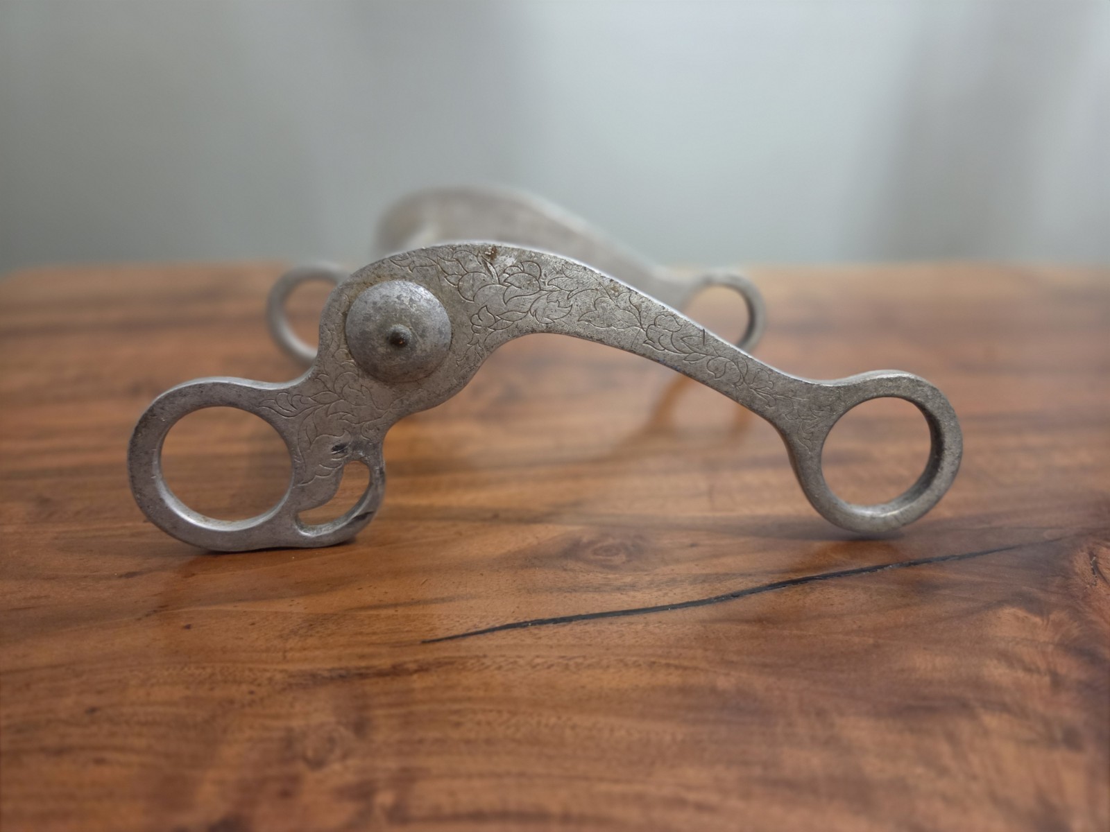 Colorado Bit & Spur stamped scrolled shank low port- aluminum horse bit