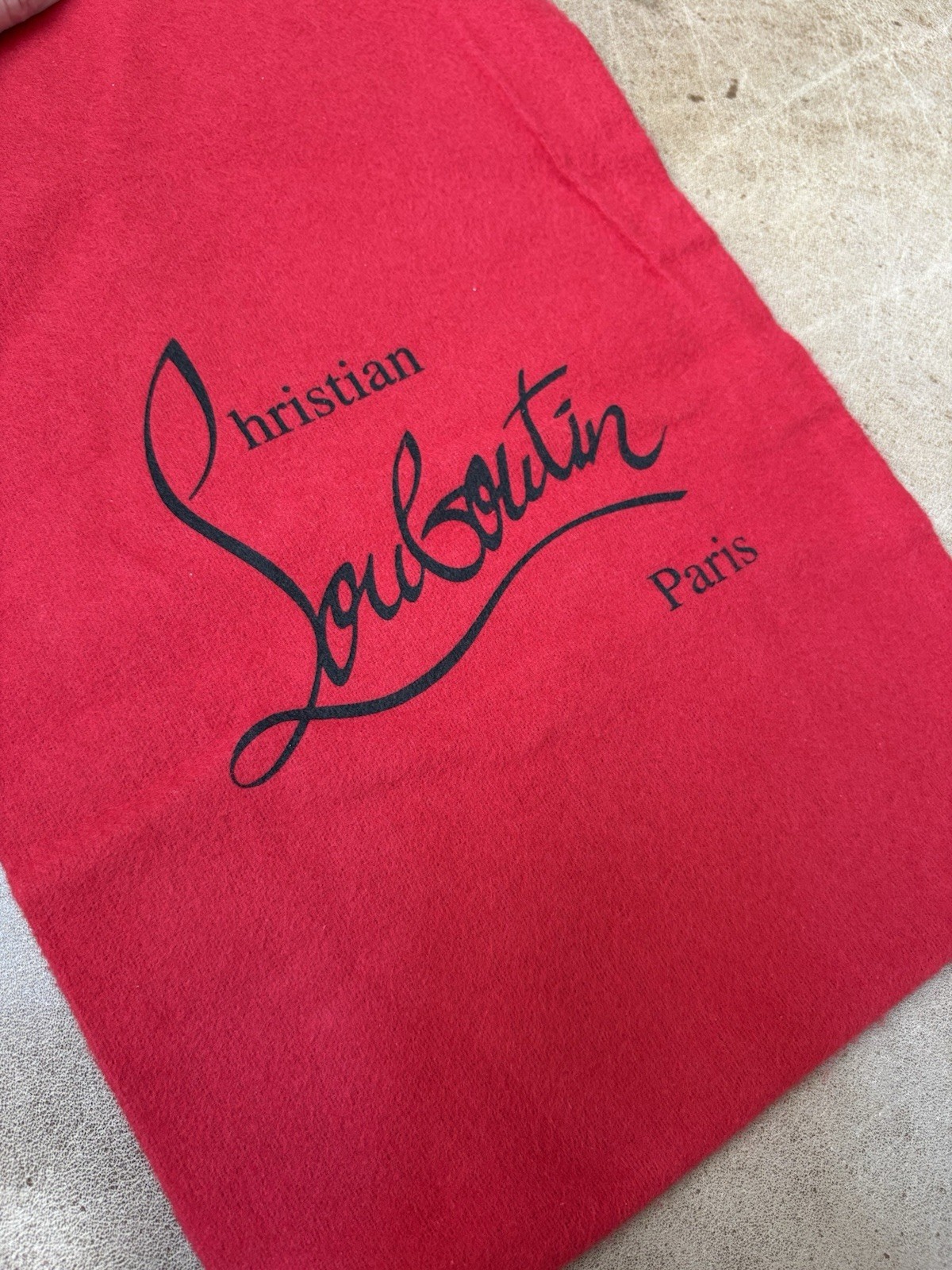 New Christian Louboutin Shoe Dust Bag Red Flannel Drawstring 14.5”x 9” Storage