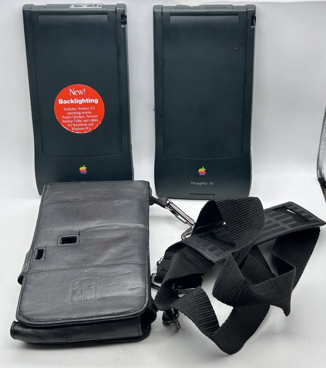 Lot OF 2 Vintage Collectible Apple Newton MessagePad 130 W/CARDS CASE AND STYLIS