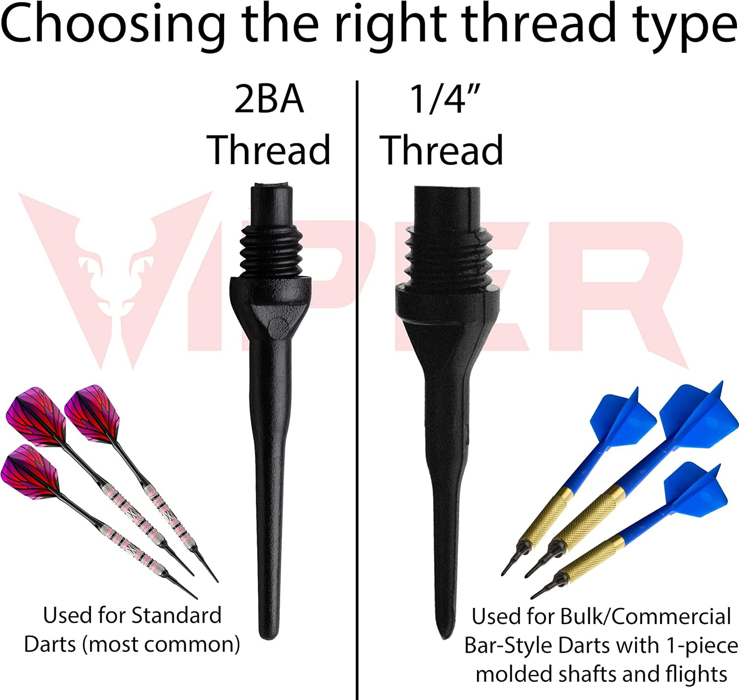 Viper Dart Accessory: Tufflex II 1/4" Thread Soft Tip Dart Points, Black (100...