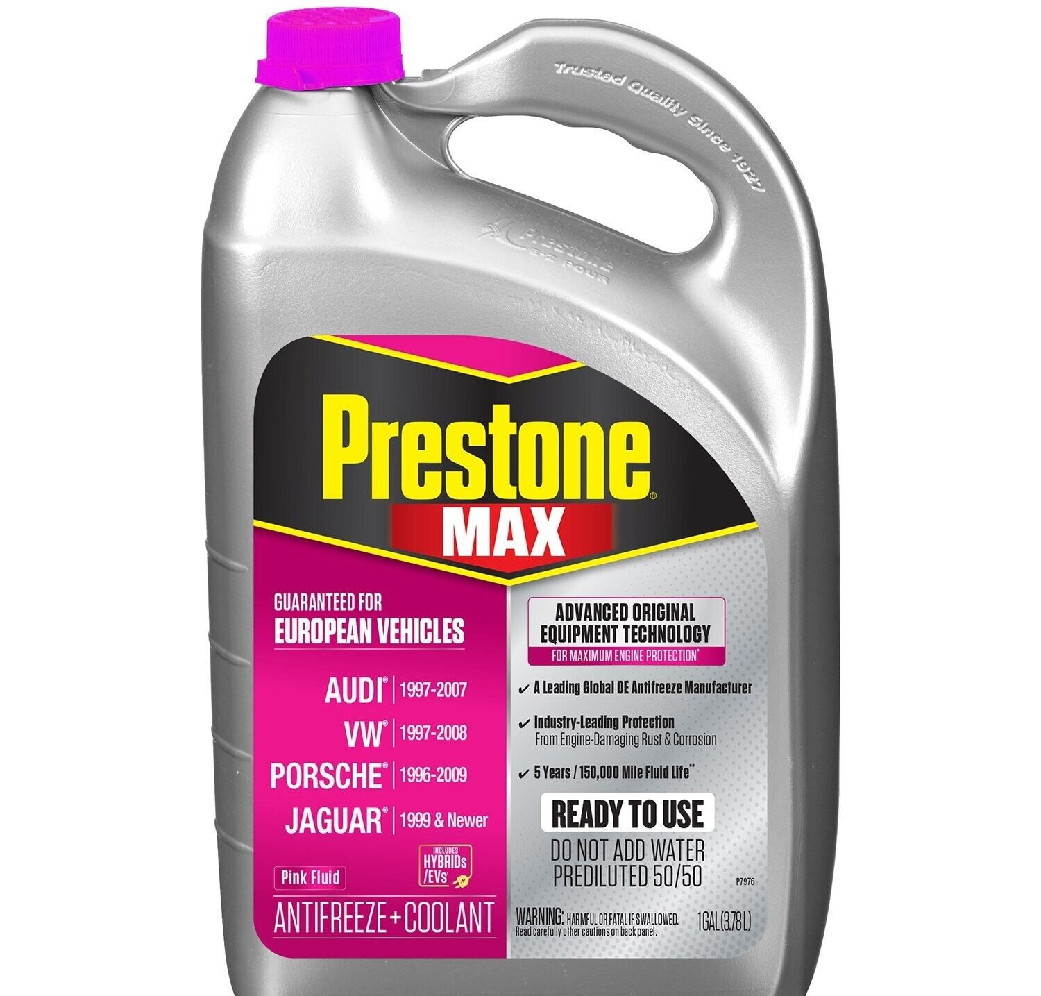 PRESTONE AF6410 Prestone MAX; European Vehicles; Pink; 1 Gal