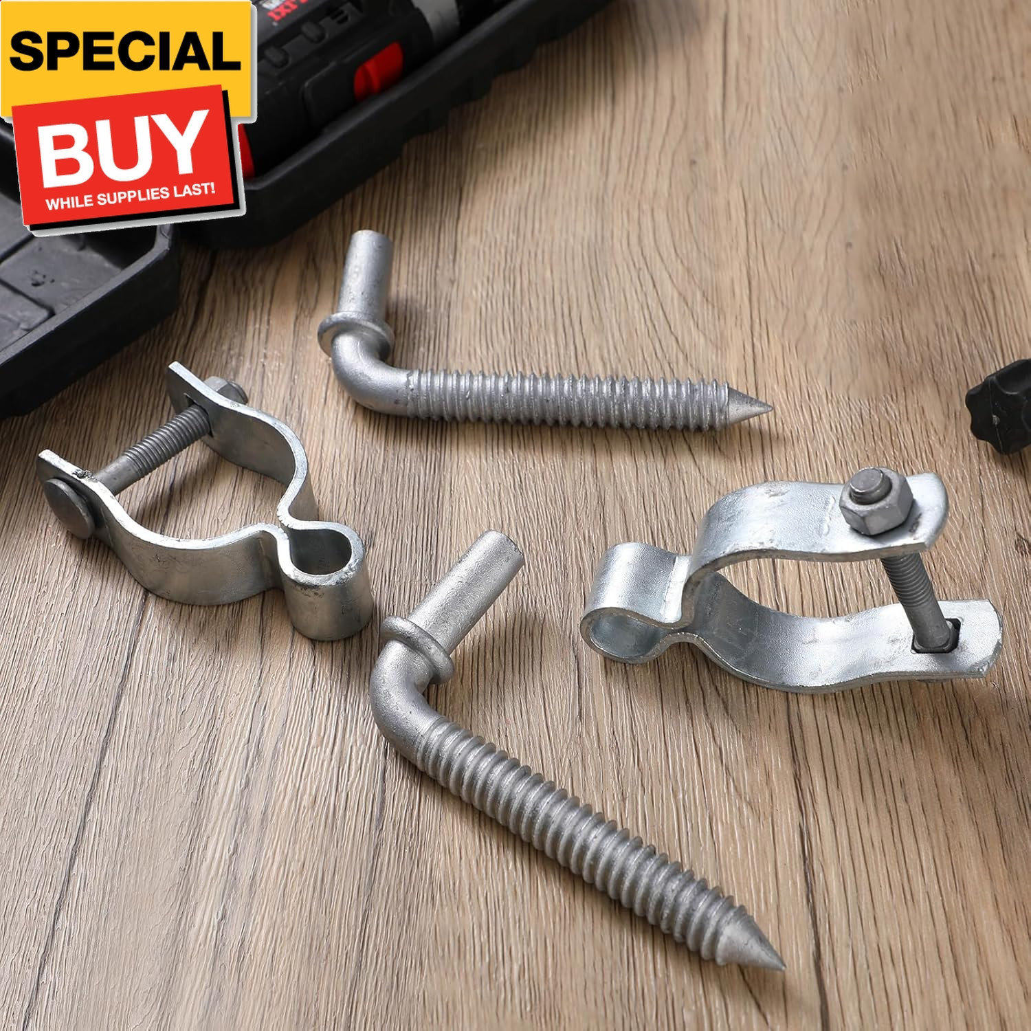 4 Pcs Farm Gate Hinge Set 5/8'' x 2'' Chain Link Fence Gate Post Hinge in Zinc P