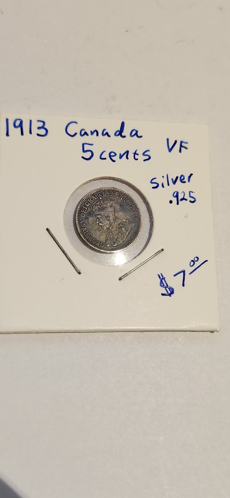 Canada, 5 cents, 1913 Silver coin(0.925)