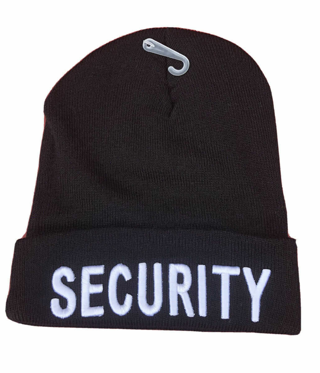 Security Officer Black Cuffed Knit Beanie Embroidered Cap Hat