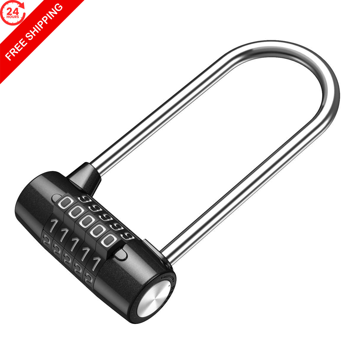 KeeKit 5 Digit Combination Padlock, 4.65 Inch Long Shackle 1 Pack, Black