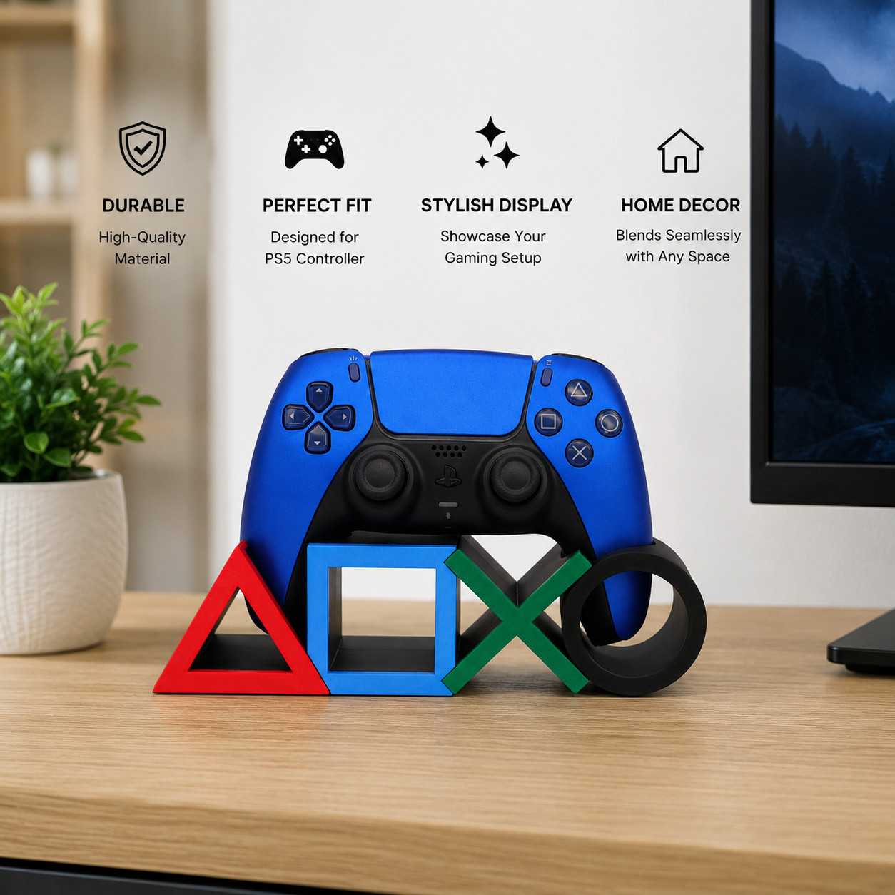 PS5 Controller Stand Display Holder Desk Organizer Gaming Setup Decor