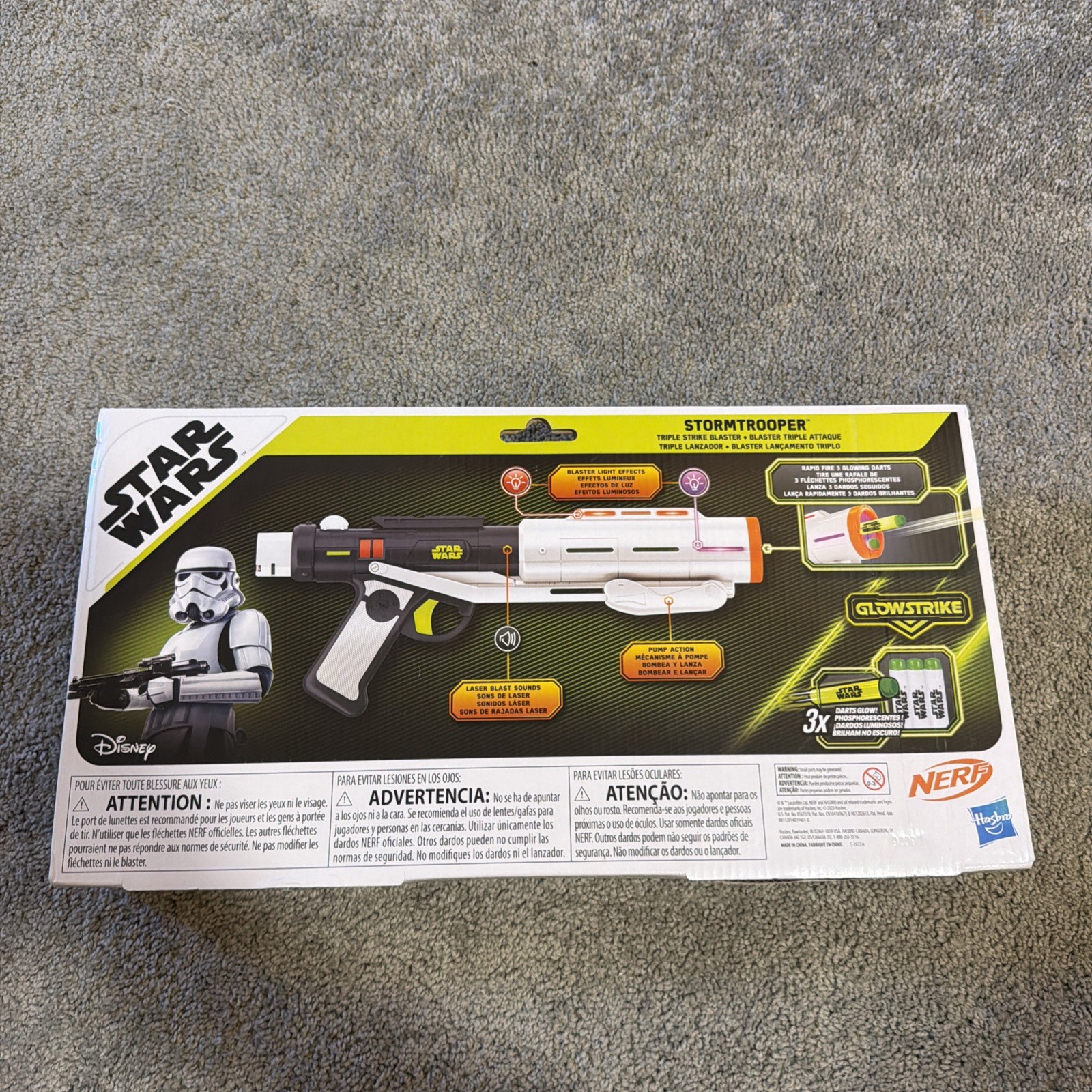 Star Wars Nerf Glowstrike Stormtrooper Triple Strike Blaster Disney Hasbro