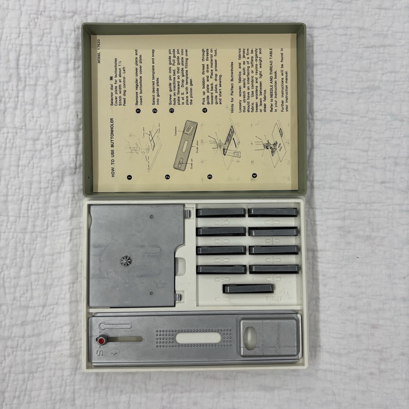 Vintage Sears Kenmore Accessory Buttonholer In Original Case For Kenmore #1750