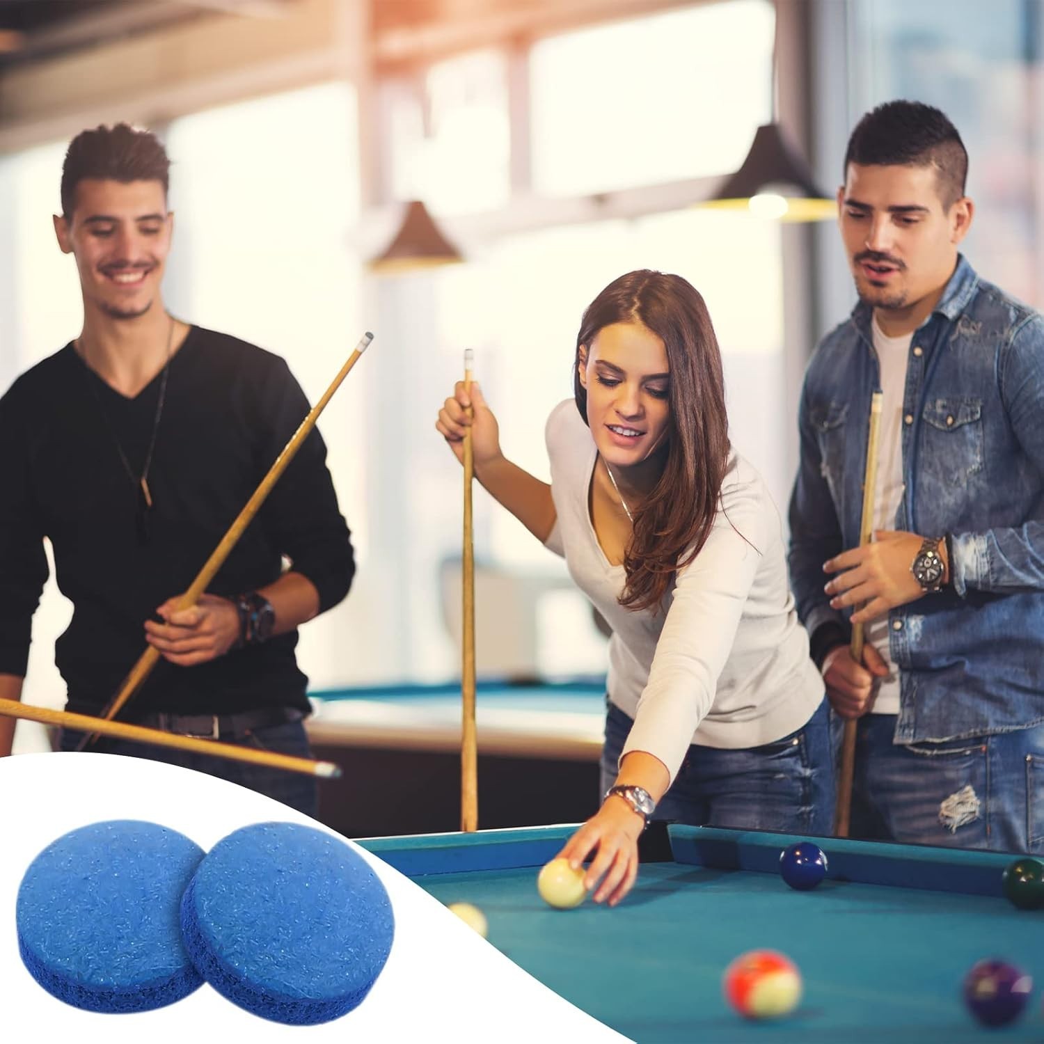 Essential 20 Pcs Cue Tip Replacement Kit with Blue Storage Box for Pool Lovers