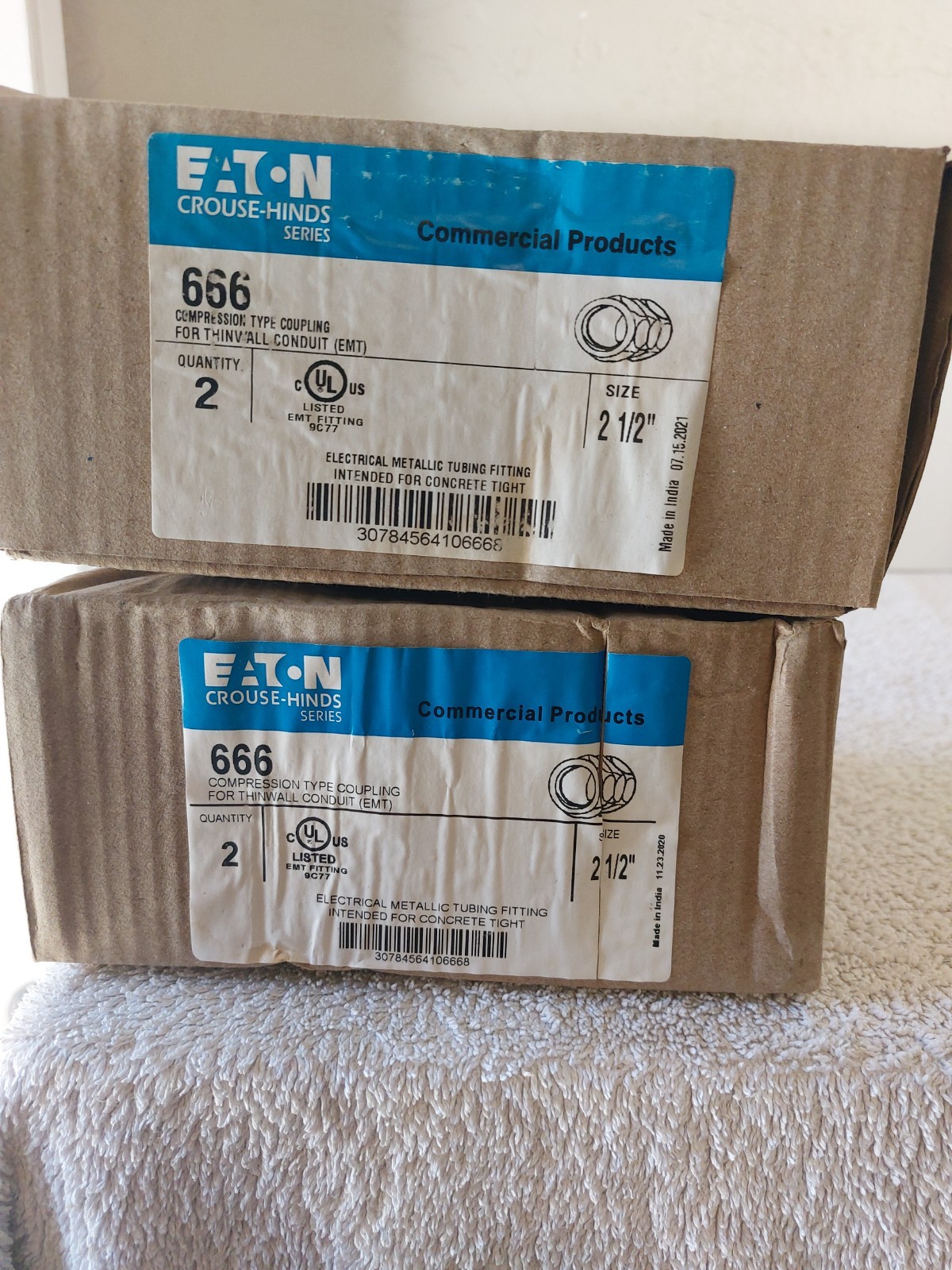 CROUSE-HINDS 666 2-1/2" EMT COMPRESSION COUPLING (10 PCS)