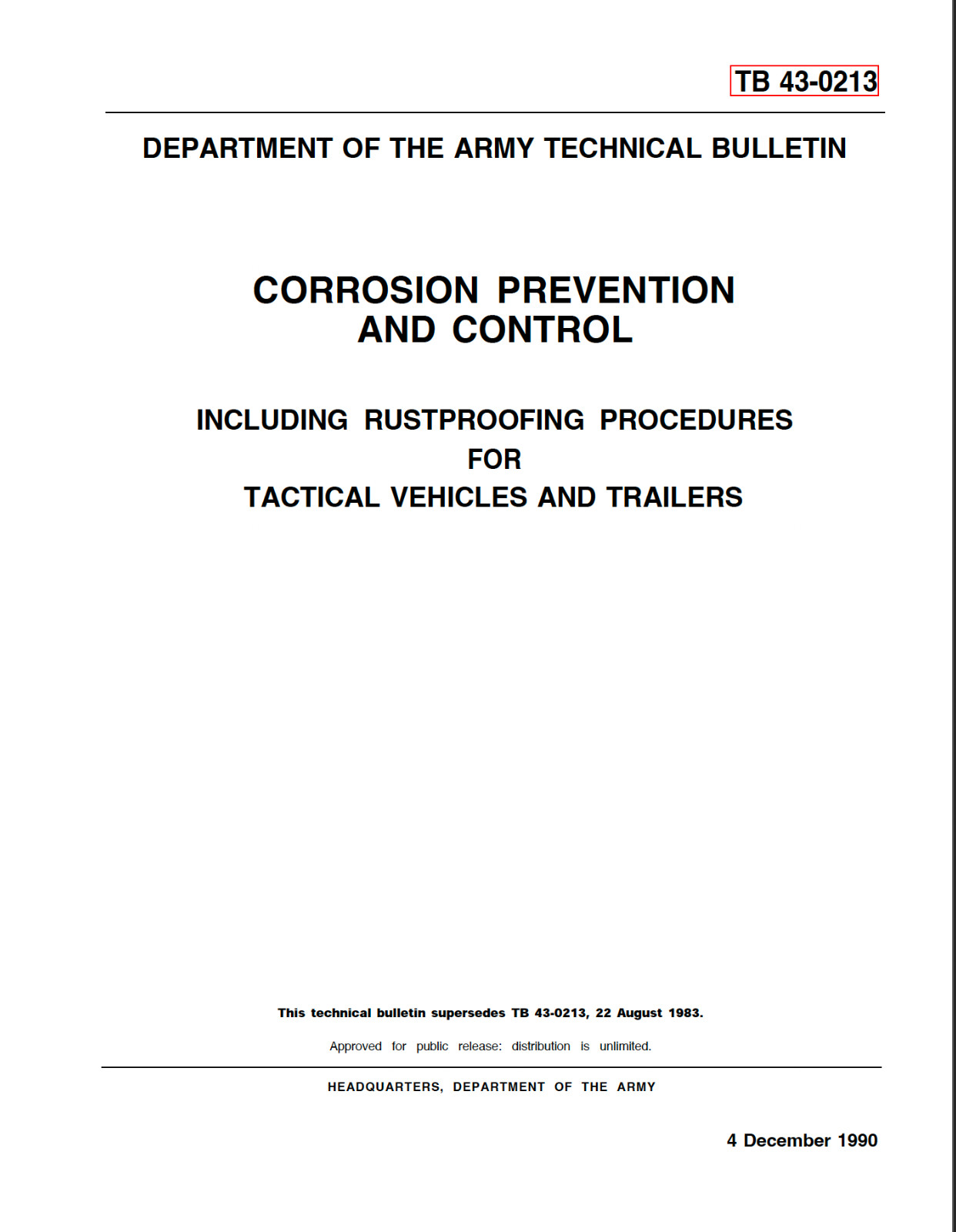 226 Page TB 43-0213 CORROSION PREVENTION & CONTROL TACTICAL VEHICLES on Data CD