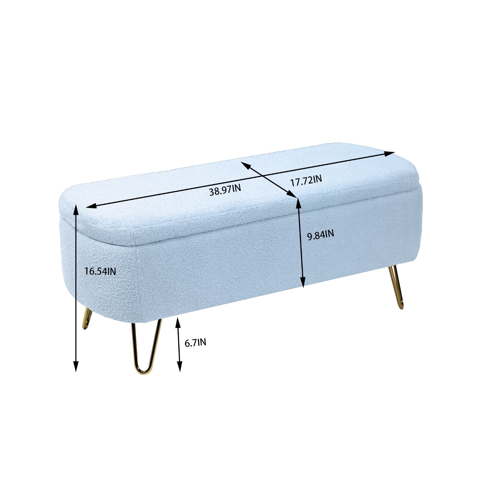 39" Storage Ottoman Bench Bedroom Modern Footrest Stool Seat Hallway Metal Leg