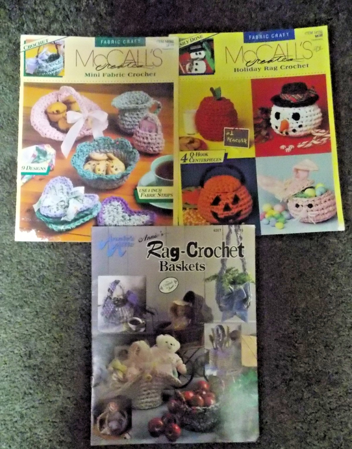 3 Rag Crochet Basket Booklets   McCalls and Annie's Attic