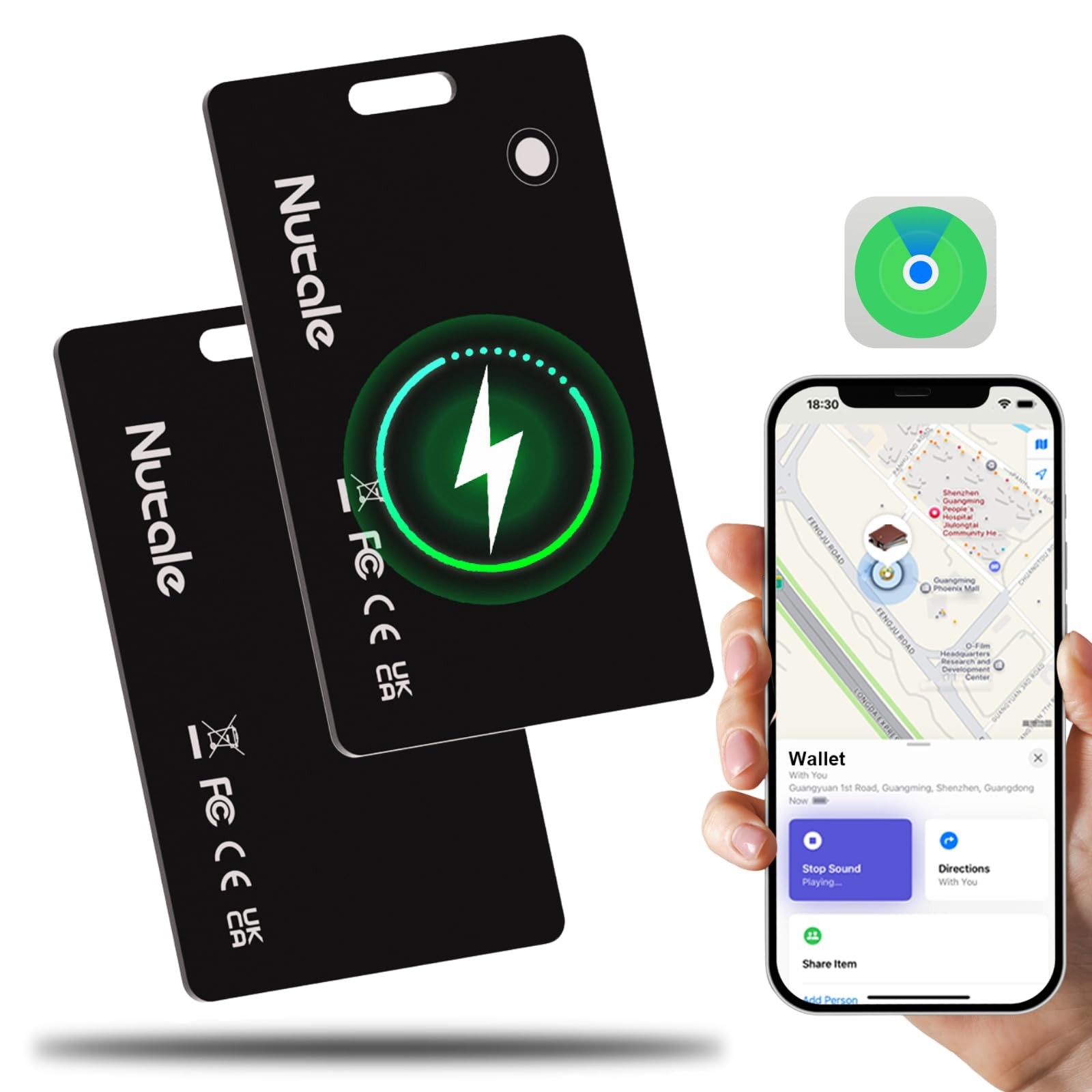 Rechargeable Wallet Tracker Tag Card, Works with Apple Find My