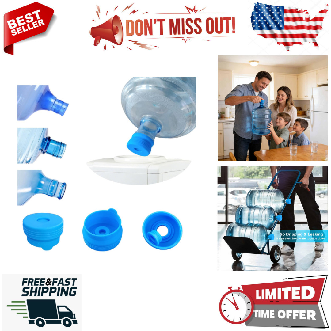 3-Pack Reusable 3 and 5 Gallon Water Pitcher Lids, for 55mm Water Bottles