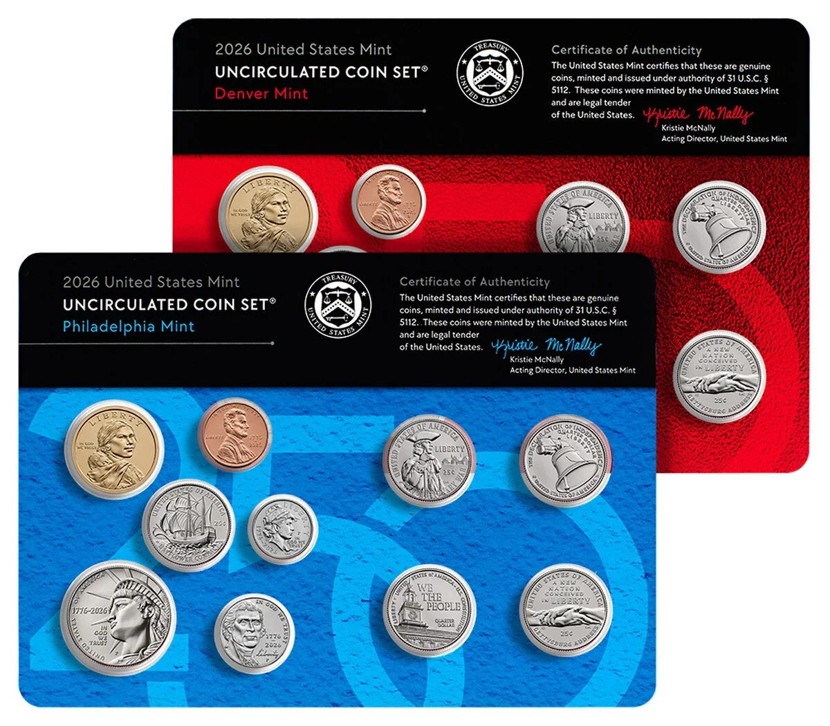 2026 P & D Uncirculated Coin Mint Set With DUAL DATE CENT