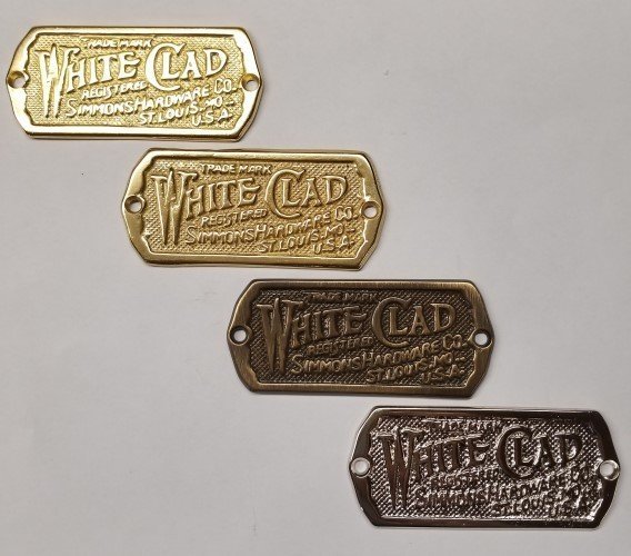 Lacquered Brass - Cast White Clad Ice Box Name Plate nameplate refrigerator S...