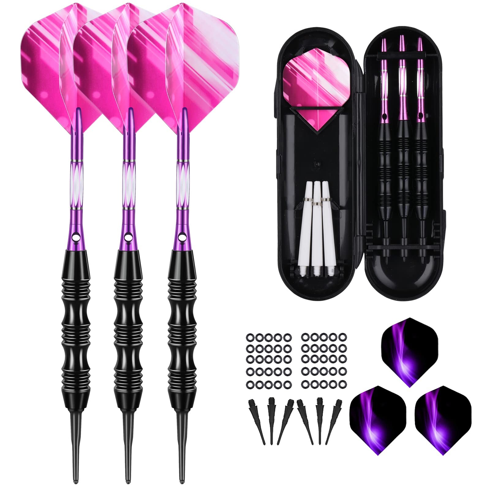 sanfeng Soft Tip Darts Set 20 Grams with Purple Aluminum Shafts PURPLE 2