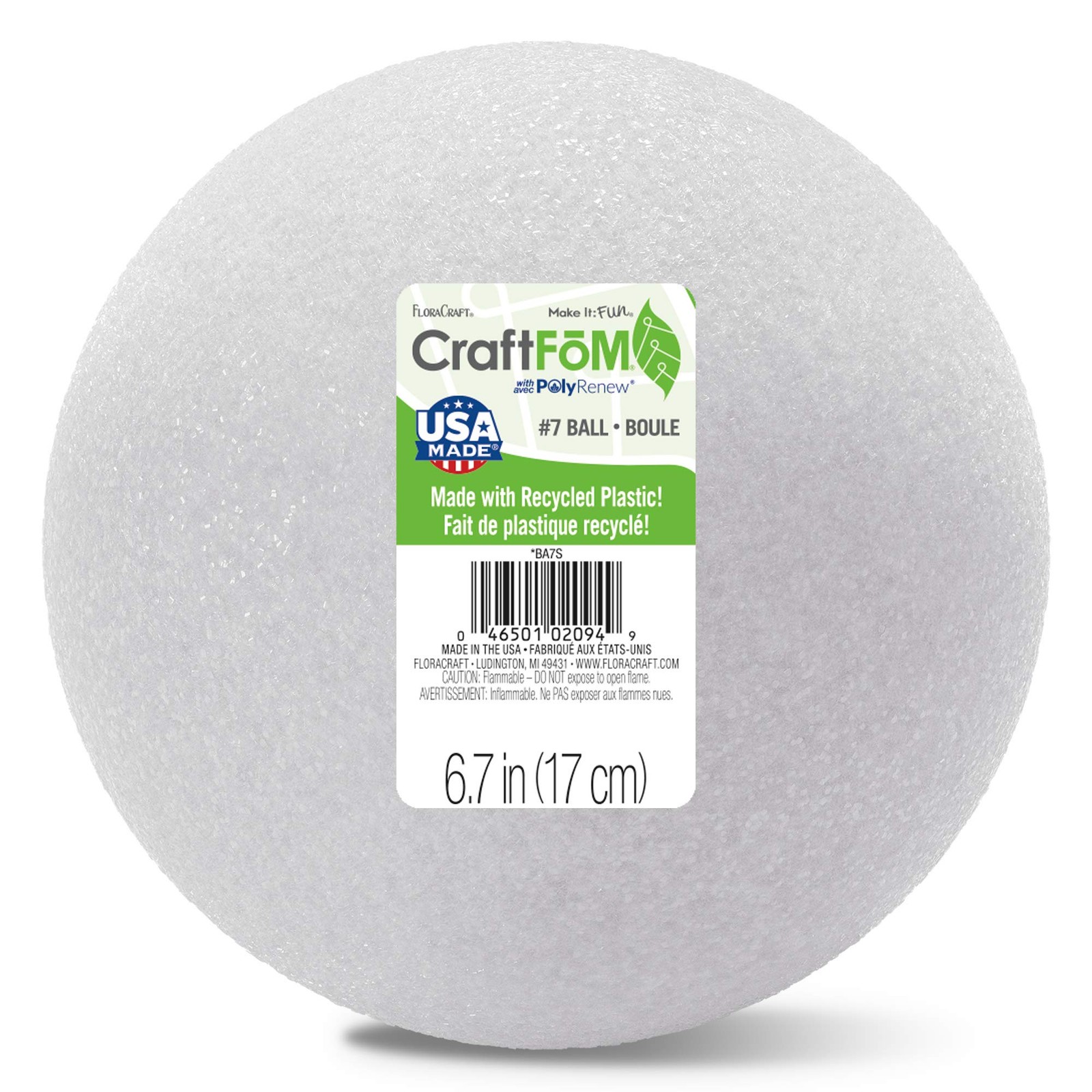 FloraCraft Piece Ball 3 8 Inch White Plastic Functional Craftf Craft Supply