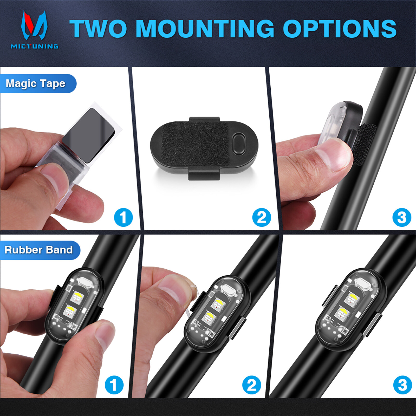 Wireless LED Strobe Lights, 12 Pcs USB Rechargeable Warning Lamp, Anti-Collision