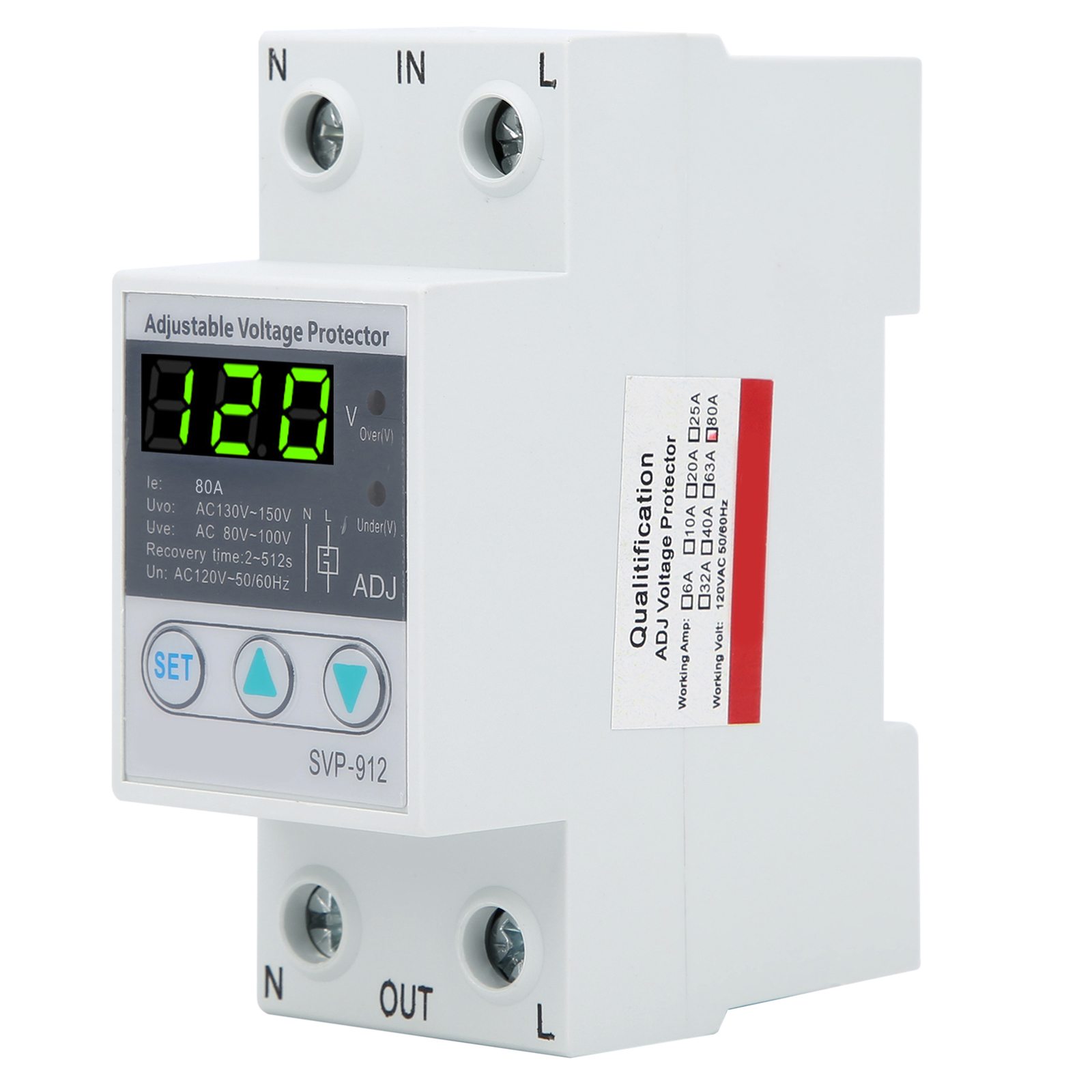 120VAC 80A Adjustable SelfRecovery Under Voltage Auto-Reset Protection Switch
