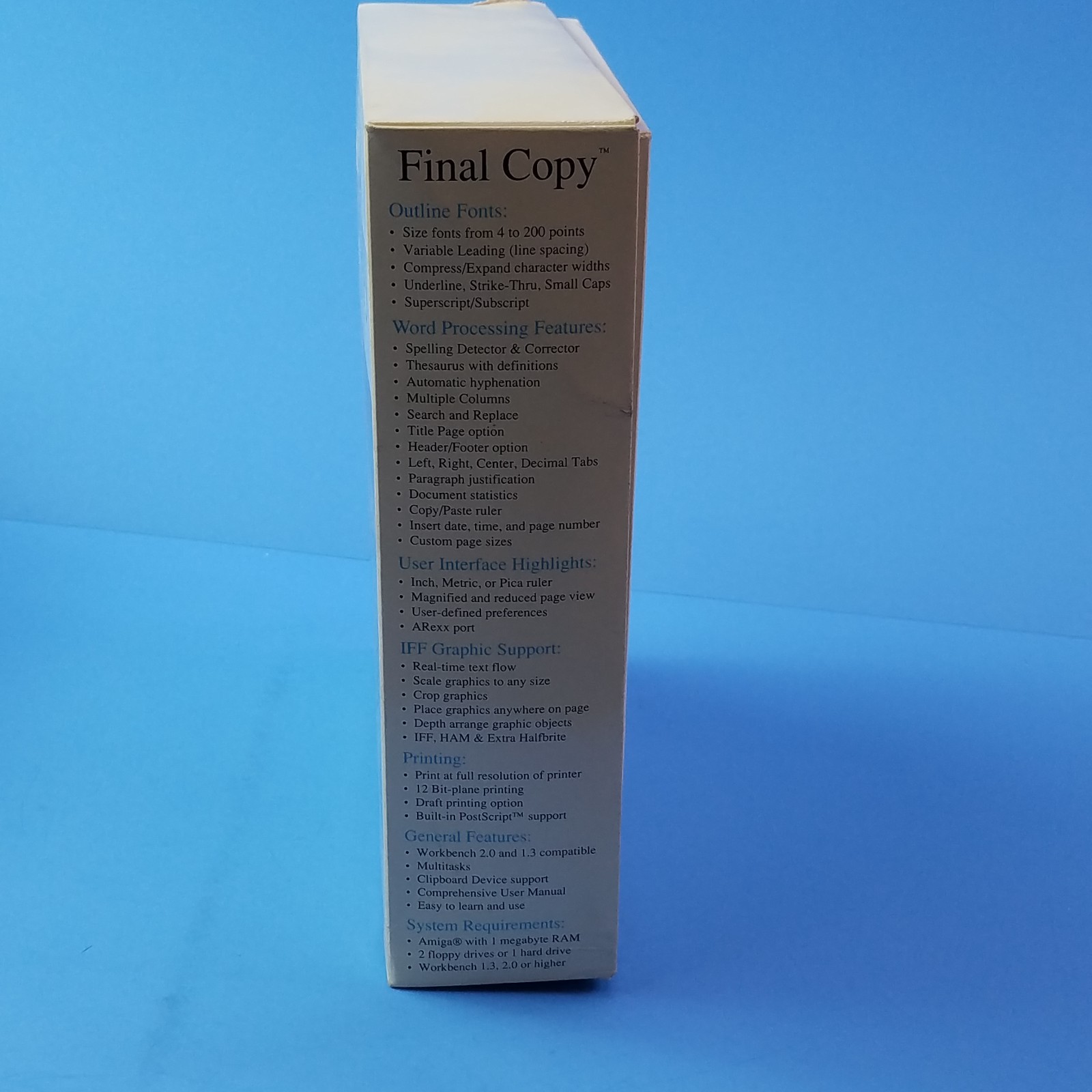 Final Copy for the Commodore Amiga