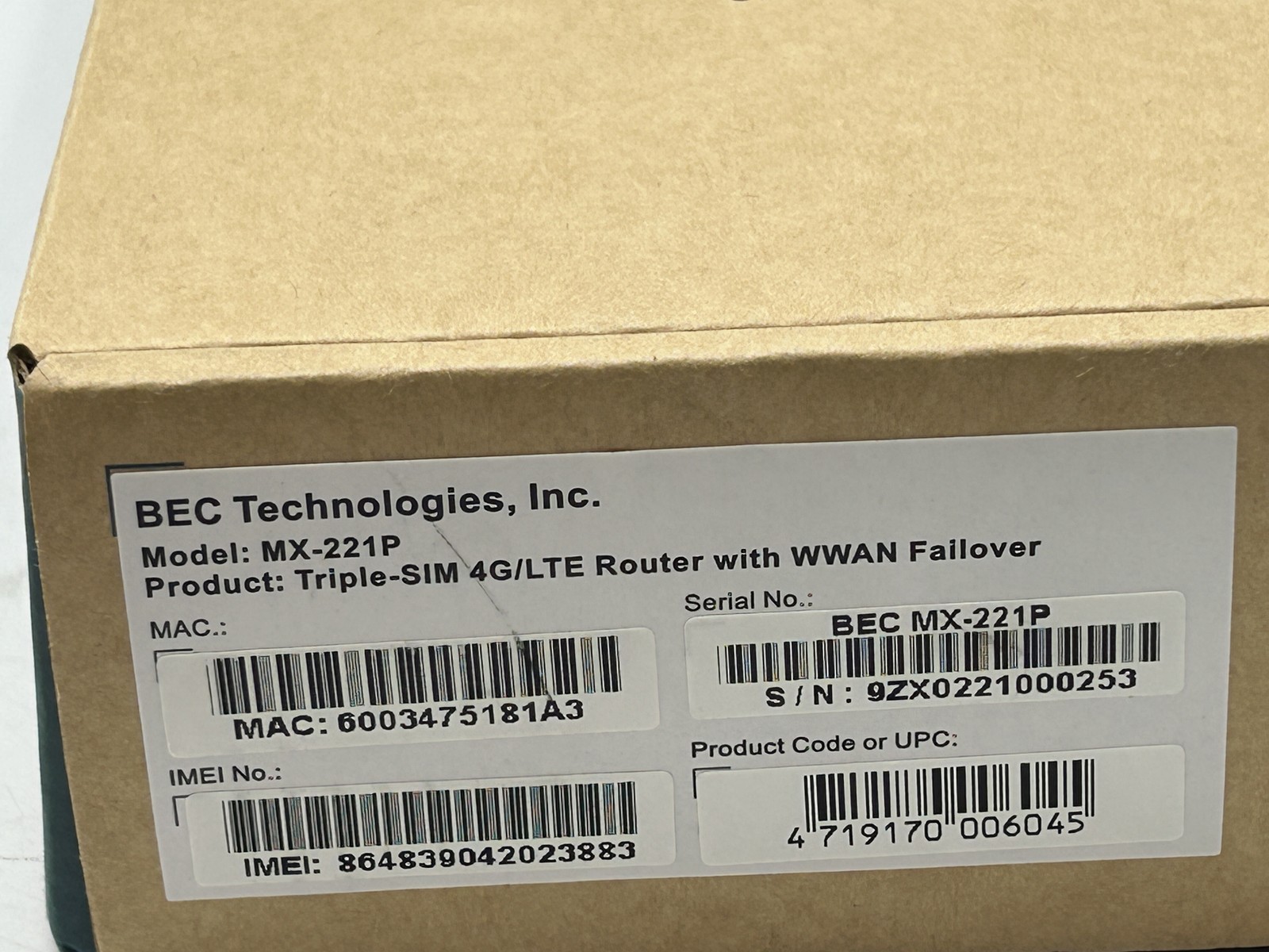 RESET Bec Technologies MX-221P 3 SIM Cellular Ethernet Wireless Router - FREE SH