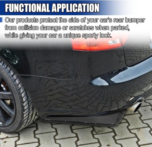 2PCS Car Rear Bumper Canard Diffuser Protector, Anti-Collision Si Color: Black