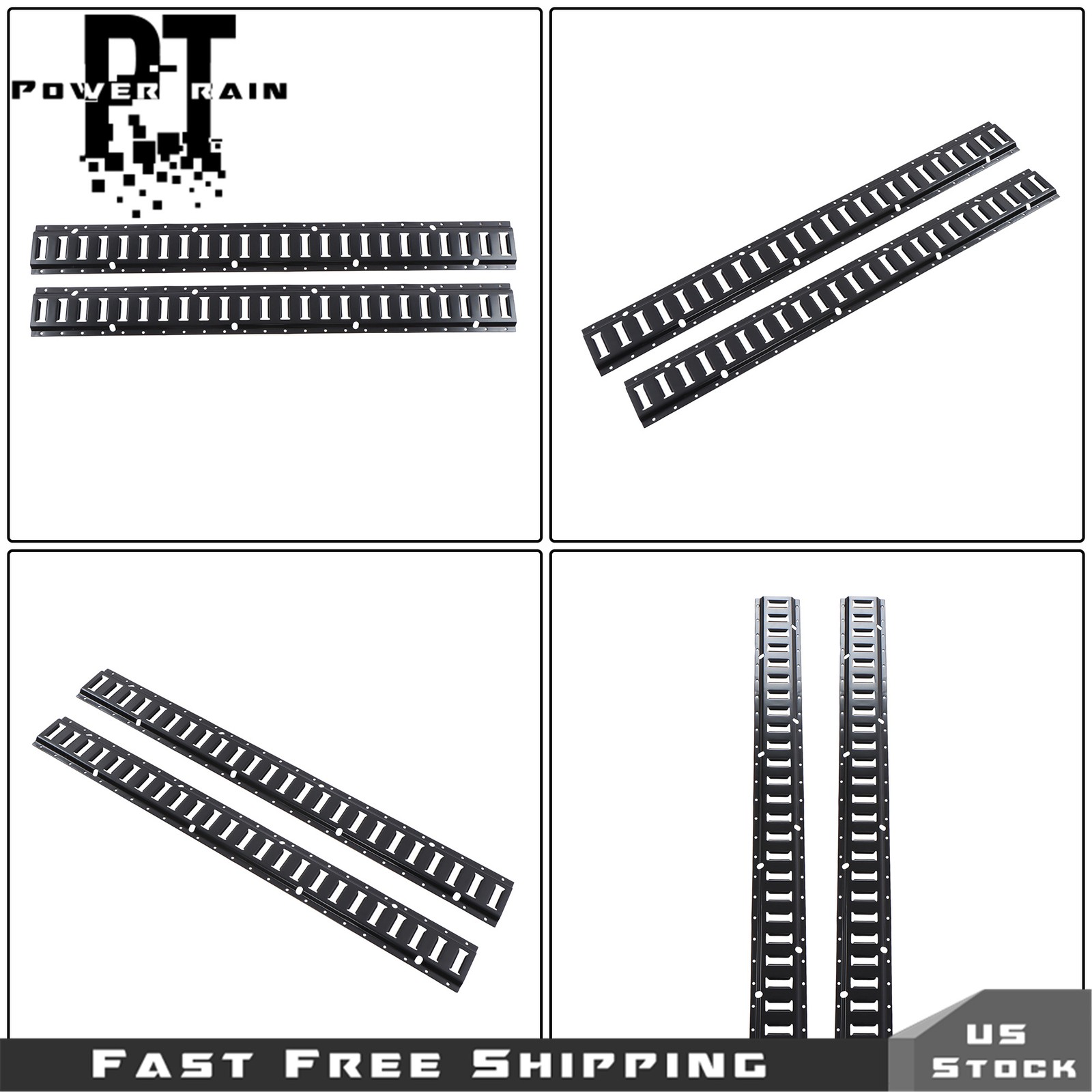 For Cargo Trailers Power Coated E-Tracks 2 Pack 4' E Tie Down Rail Kit
