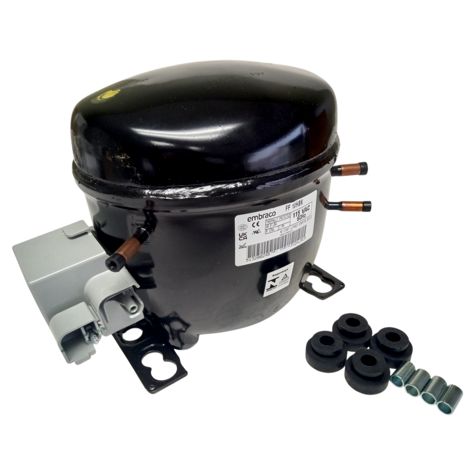 Embraco FF10HBK Refrigerator Compressor 1/4+HP L/MBP R-134a 115V