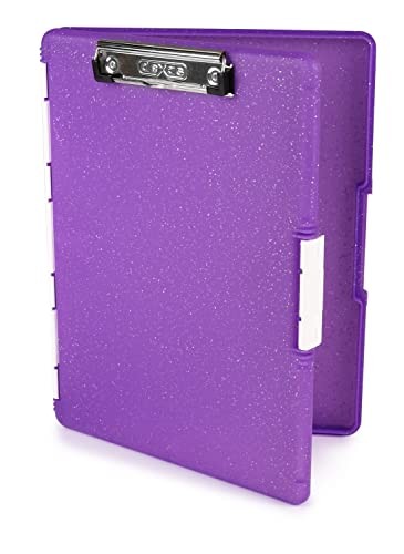 Slimcase 2 Plastic Clipboard with Storage and Side Opening, Purple Glitter