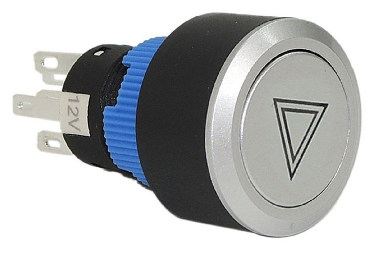 7/8" Silver Stainless Steel Car Truck Emergency Hazard Switch w Red LED 22mm 12V