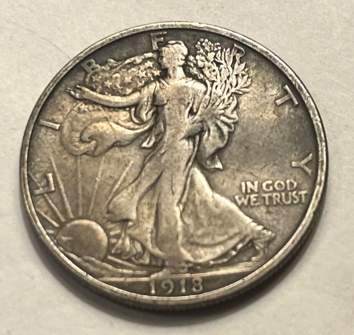 1918-d Walking Liberty Half dollar   , VF, better  date & grade & date