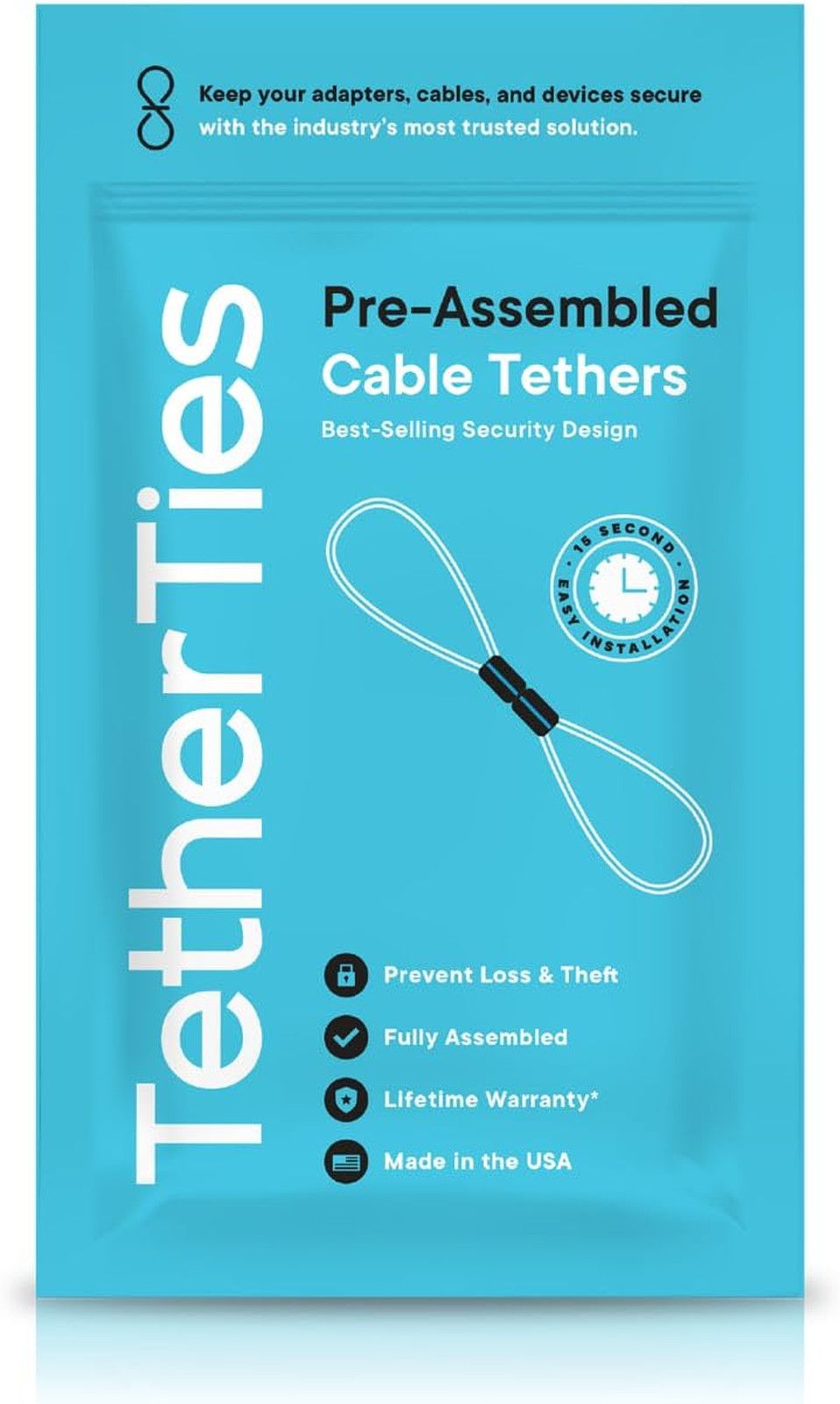 Pre-Assembled Adapter Ties Anti-Theft Cable Locks for Tools Computer Adapters