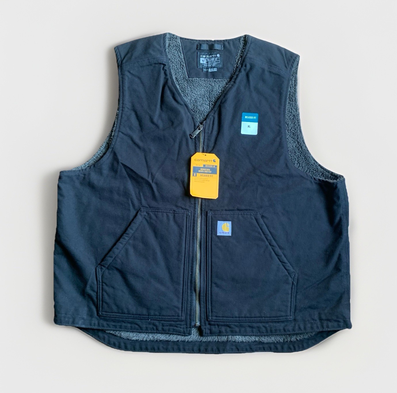 Carhartt Sherpa Lined Duck Canvas Vest Gilet Men’s XL Black Workwear 0V4394-M