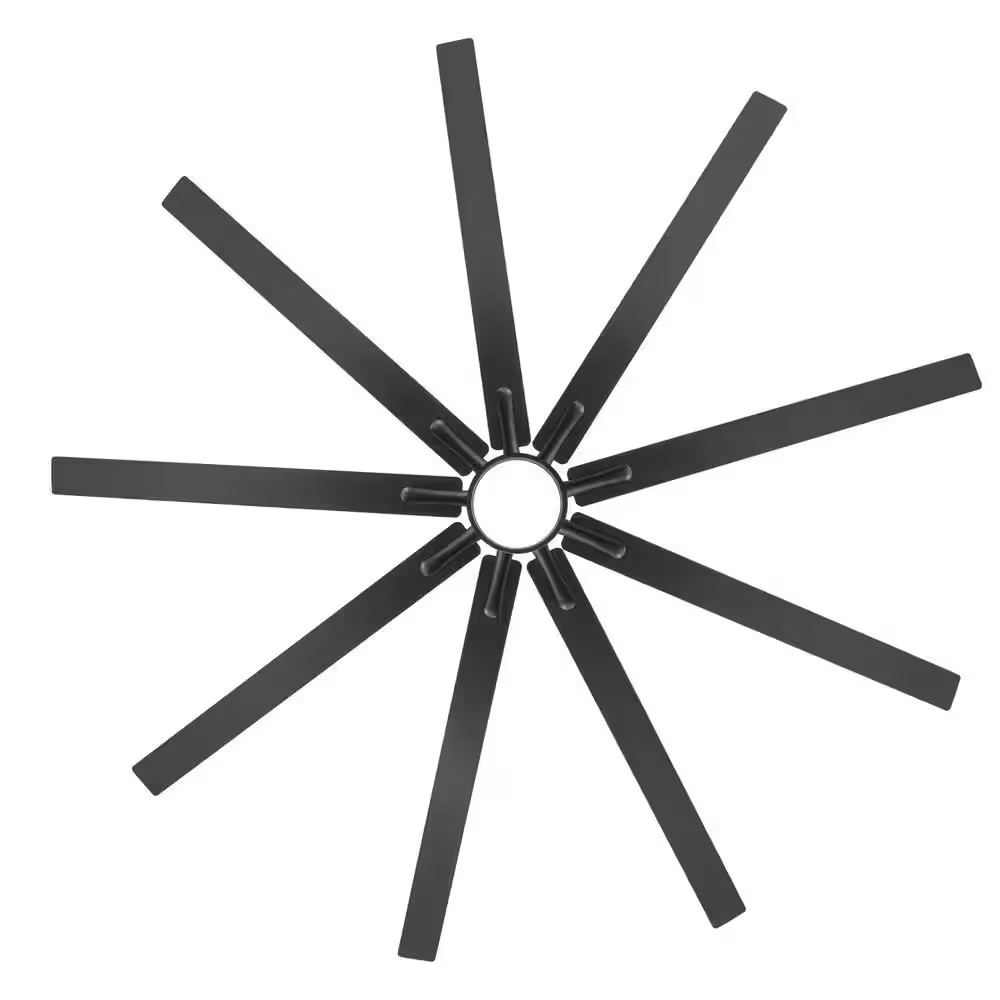 Parvez 84 In. Windmill Black Ceiling Fan with LED Light, Downrod, Black/Brown Bl