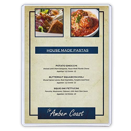 Rigid Plastic Menu Holders 5" x 7" - 25-Pack Clear Display Stands for Restaurant