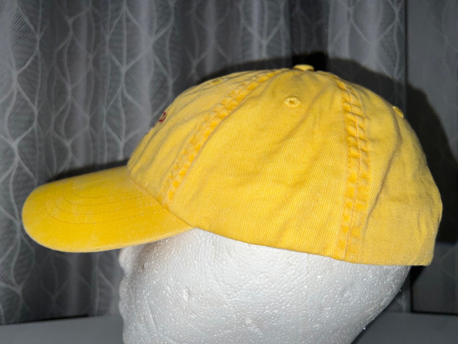 Bermuda Gold Small Hat Cap Hook Loop with Smiley Face, flowers embroidered front